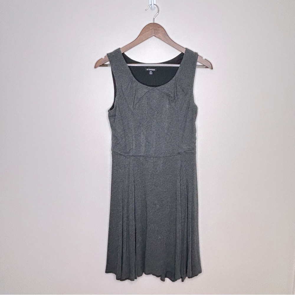 Le Chateau Rayon Stretch Casual Dress Deep Charcoal Grey Size Medium